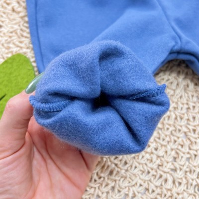 Conj. Casaco de Pelinho Let's Go e Calça de Moletom Ursinho - Marrom e Azul Jeans